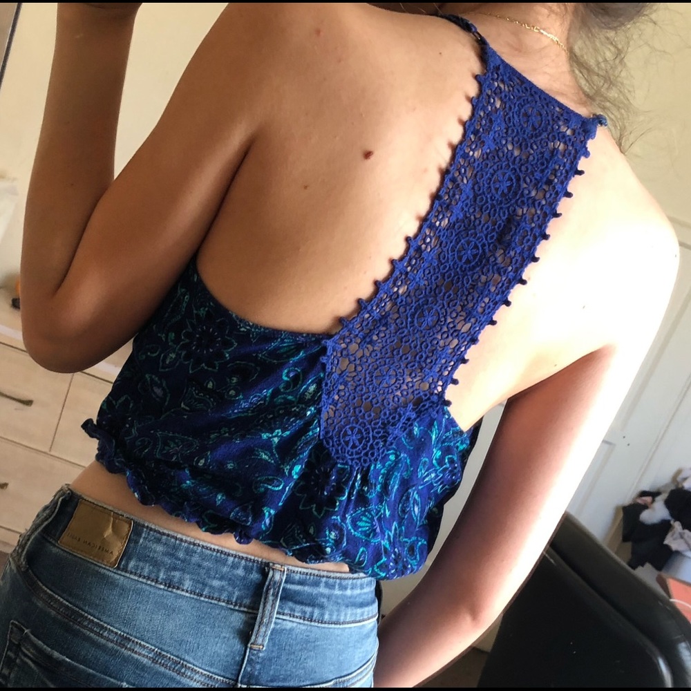 Blue crotchet crop top